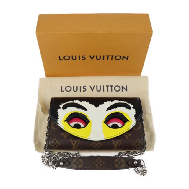 LOUIS VUITTON ルイ ヴィトン モノグラム ポルトフォイユ チェーン ショルダーバッグ M67256 PVC レザー  ブラウン マルチカラー シルバー金具 歌舞伎 チェーンウォレット 長財布 山本寛斎 コラボ 【本物保証】 LOUIS VUITTON - LOUIS VUITTON ルイ ヴィトン モノグラム
