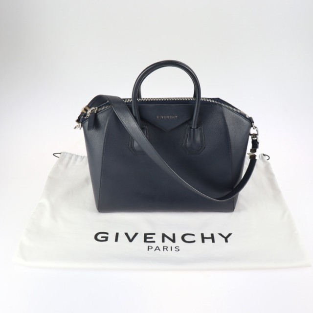 GIVENCHY ジバンシィ  アンティゴナ ミディアム ハンドバッグ BB05118012 レザー   ダークネイビー   2WAY ショルダーバッグ Mサイズ 【本物保証】