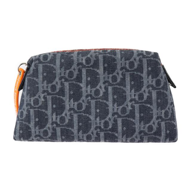 新品未使用展示品 Christian Dior クリスチャンディオール トロッター ポーチ デニム レザー ネイビー系 フライトライン コスメポーチ 化の通販は