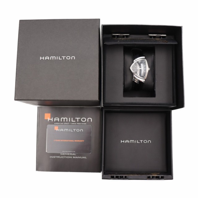 美品 HAMILTON ハミルトン ベンチュラ H24411732 腕時計 ステンレススチール レザー シルバー 3針 クオーツ【本物保証】