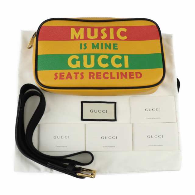 美品 GUCCI グッチ ベルトバッグ SONY MUSIC コラボ 602695 ウエストバッグ レザー イエロー 100周年記念 ロゴ ボディバッグ ウエストポ