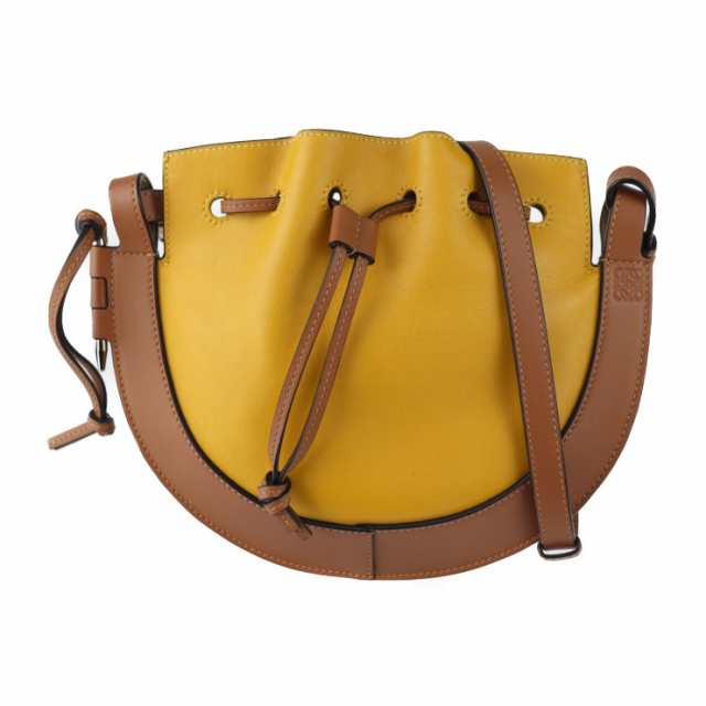 美品 LOEWE ロエベ ホースシュー A826303X03 ショルダーバッグ レザー イエロー系 巾着【本物保証】