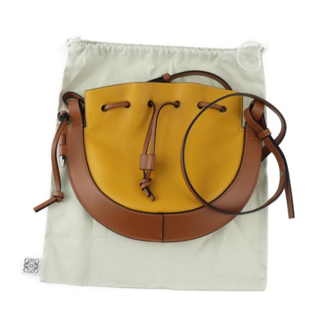 美品 LOEWE ロエベ ホースシュー A826303X03 ショルダーバッグ レザー イエロー系 巾着【本物保証】_9