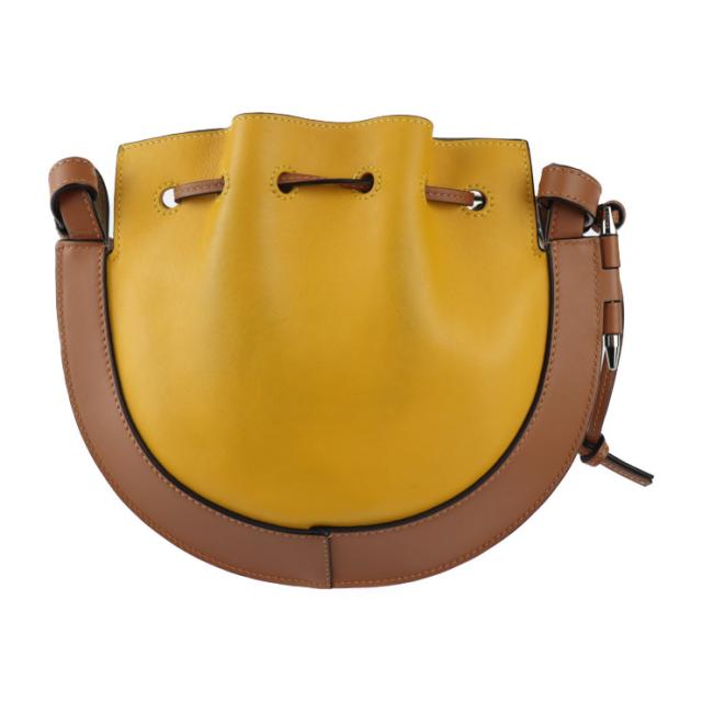美品 LOEWE ロエベ ホースシュー A826303X03 ショルダーバッグ レザー イエロー系 巾着【本物保証】_2