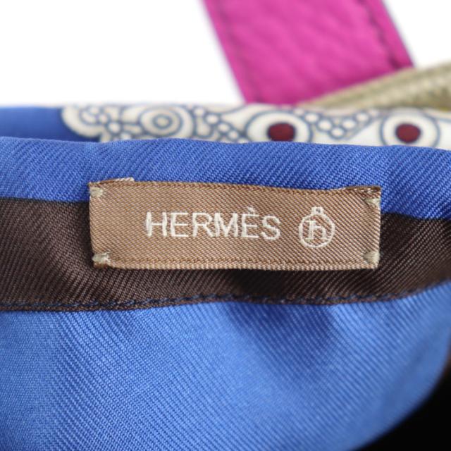 超美品 HERMES エルメス petit h プティアッシュ - トートバッグ コットンキャンバス レザー シルク カーキ系 ハンドバッグ【本物保証】_6