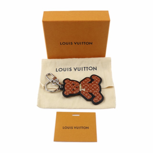 美品 LOUIS VUITTON ルイ ヴィトン ポルトクレ テディベア モノグラム M00342 キーホルダー PVC カーフレザー ブラウン キーリング バッ