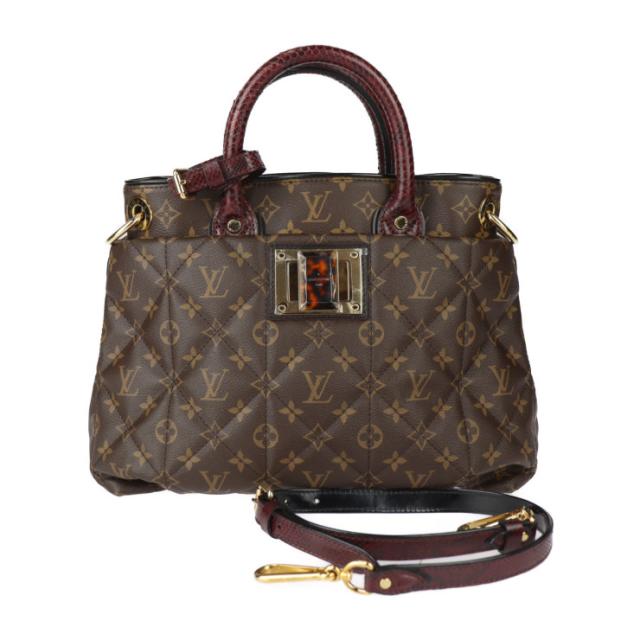 超美品 LOUIS VUITTON ルイ ヴィトン エトワール エキゾチックトート MM モノグラム N90311 ハンドバッグ PVC パイソン オーストリッチ ブラウン 2WAY ショルダーバッグ ビトン【本物保証】