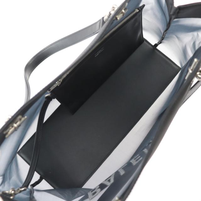 美品 BALENCIAGA バレンシアガ デューティーフリー 741602 トートバッグ メッシュ×レザー ブラック ショルダーバッグ ロゴ ポーチ付き チェーン【本物保証】_7