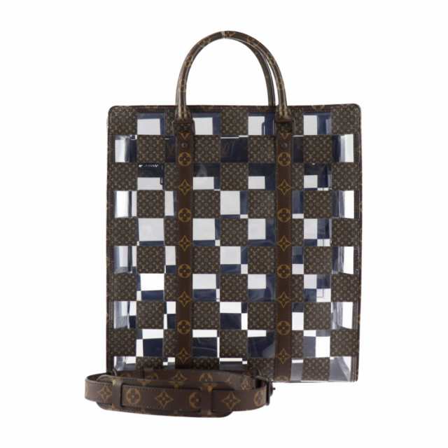美品 LOUIS VUITTON ルイ ヴィトン サックプラ モノグラム チェス M20866 トートバッグ PVC ビニール ブラウン 2WAY ショルダーバッグ ビトン【本物保証】の通販は