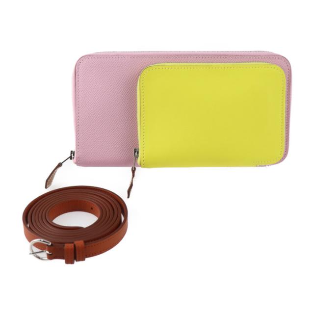 新古未使用展示品 HERMES エルメス ヌーヴォー トゥーゴー ショルダーバッグ ヴォーエプソン ヴォースイフト モーヴシルベストル ライム ラウンドファスナー ウエストバッグ ウエストポーチ マルチケース 長財布 B刻印【本物保証】