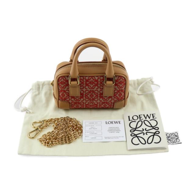 超美品 LOEWE ロエベ アマソナ ナノ A039U96X02 ハンドバッグ キャンバス カーフレザー レッド系 2WAY チェーン ショルダーバッグ ポシェット ポーチ【本物保証】_9