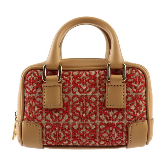超美品 LOEWE ロエベ アマソナ ナノ A039U96X02 ハンドバッグ キャンバス カーフレザー レッド系 2WAY チェーン ショルダーバッグ ポシェット ポーチ【本物保証】_1