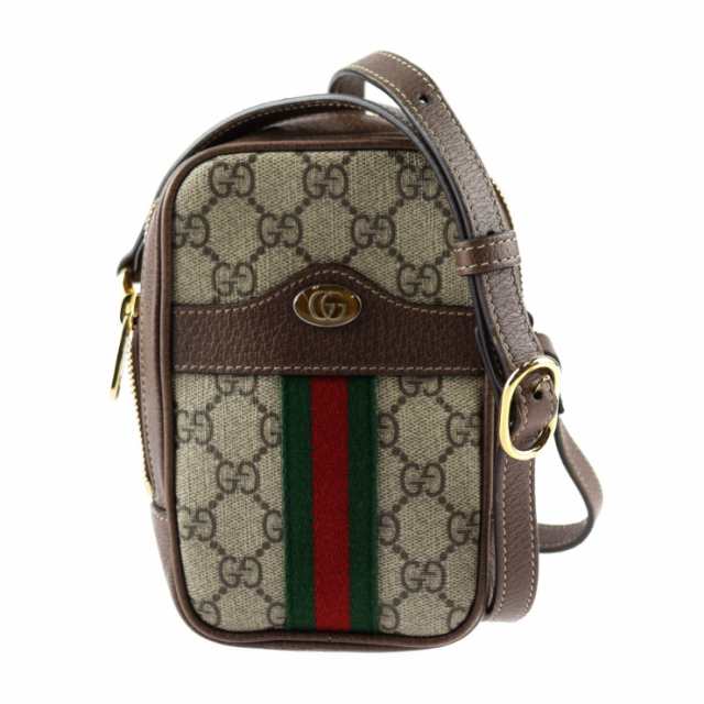 美品 GUCCI グッチ オフィディア ミニポシェット GGスプリーム 546595 ショルダーバッグ PVC レザー ベージュ シェリーライン【本物保証