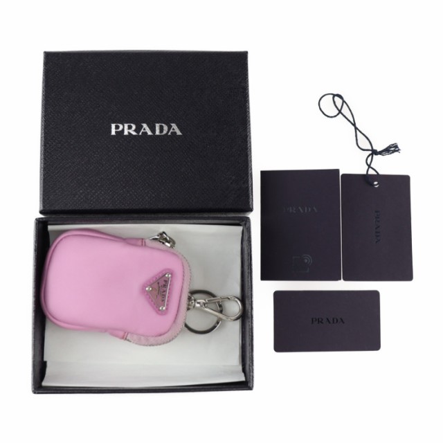 超美品 PRADA プラダ テスート ポケット Re-Nylon 1TT119 キーホルダー ナイロン PRIMULA ピンク系 ミニポーチ バッグチャーム キーリン