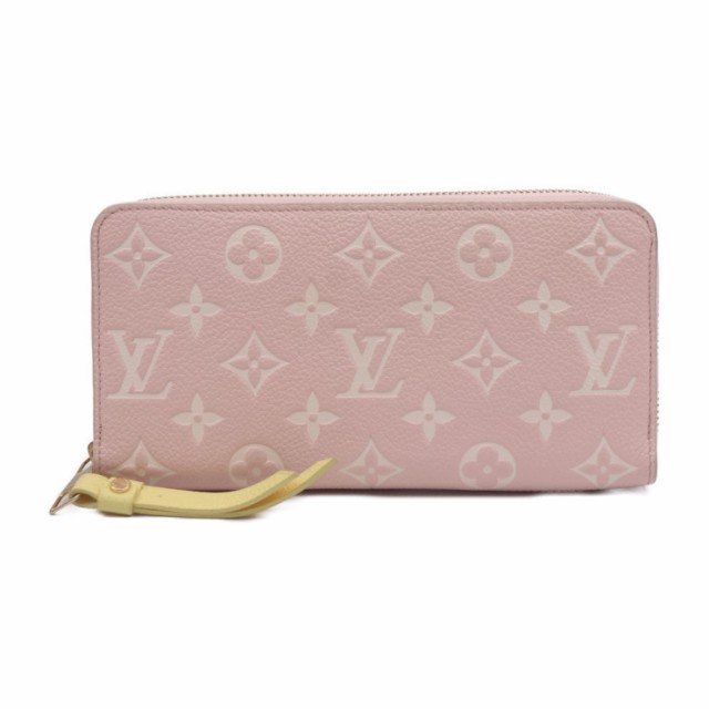 美品 LOUIS VUITTON ルイ ヴィトン ジッピーウォレット モノグラムアンプラント M81279 長財布 レザー ピンク × ベージュ × イエロー