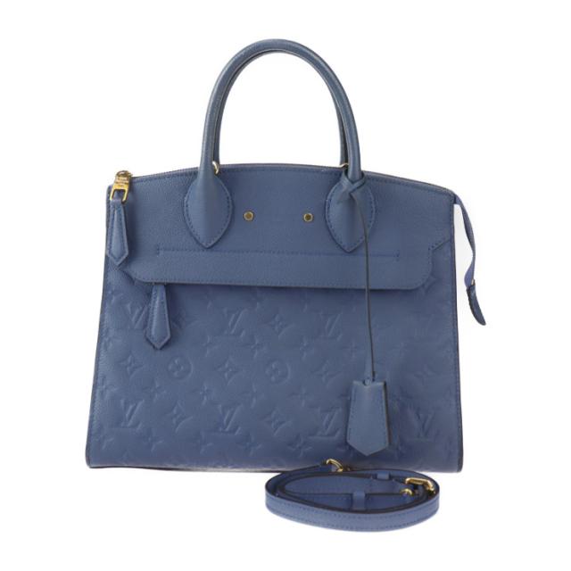 LOUIS VUITTON ルイ ヴィトン ポンヌフ MM モノグラムアンプラント M41751 ハンドバッグ レザー デニムアンクル 2WAY ショルダースバッグ ビトン ブルー系【本物保証】の通販は