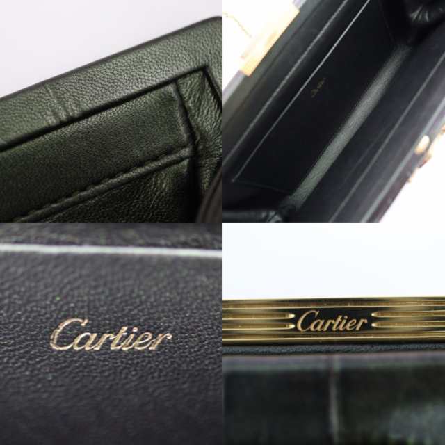 美品 CARTIER カルティエ パンテール ドゥ カルティエ L1001924 クラッチバッグ クロコダイル レザー ダークグリーン玉虫 2WAY チェーン