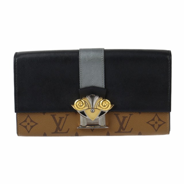 美品 LOUIS VUITTON ルイ ヴィトン ポルトフォイユ サラ モノグラムリバース M64488 長財布 PVC カーフレザー ブラウン フラップ ビトン