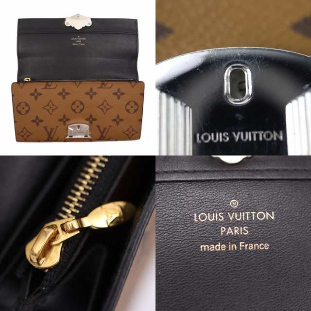 美品 LOUIS VUITTON ルイ ヴィトン ポルトフォイユ サラ モノグラムリバース M64488 長財布 PVC カーフレザー ブラウン フラップ ビトン