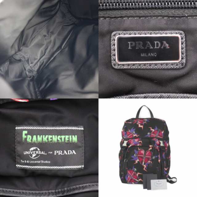 美品 PRADA プラダ フランケンシュタイン バックパック ユニバーサルスタジオ コラボ 2VZ135 リュック・デイパック ナイロン ブラック【