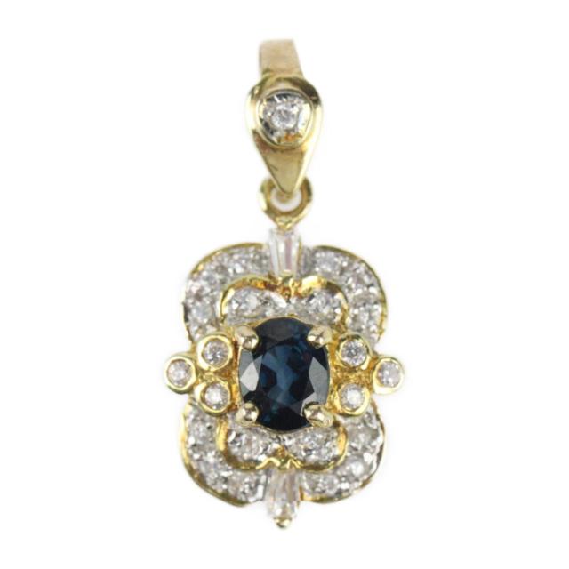 no brand ノーブランド ペンダント - ペンダントトップ K14 サファイア 透明石 イエローゴールド 貴金属 レディース【本物保証】の通販は