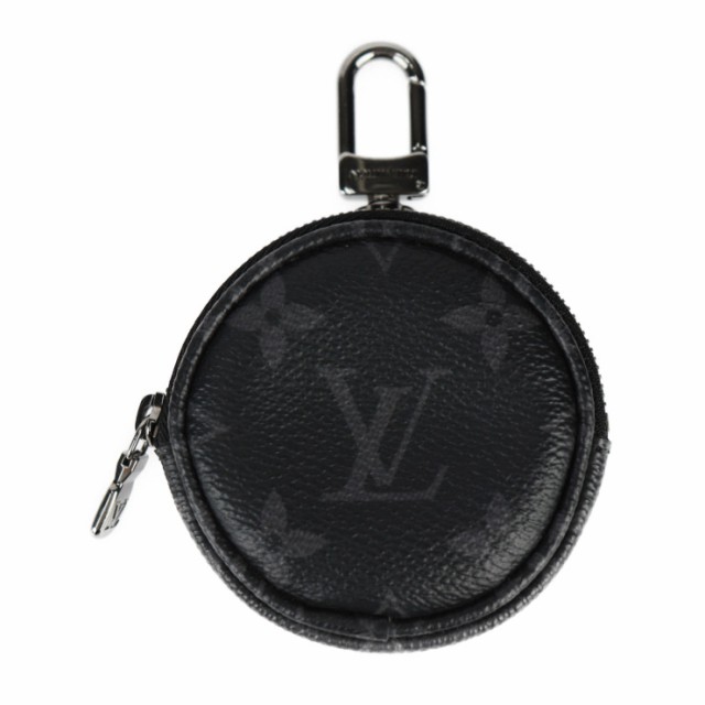 美品 LOUIS VUITTON ルイ ヴィトン ポルト クレ ラウンド モノグラム エクリプス M62796 コインケース PVC レザー ブラック 小銭入れ キ