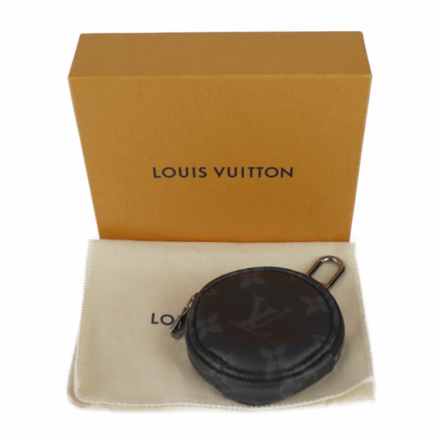 美品 LOUIS VUITTON ルイ ヴィトン ポルト クレ ラウンド モノグラム エクリプス M62796 コインケース PVC レザー ブラック 小銭入れ キ