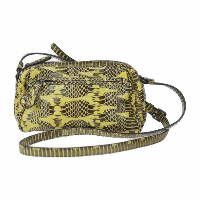 美品 BOTTEGAVENETA ボッテガヴェネタ バッグ - ショルダーバッグ パイソン イエロー ポシェット【本物保証】