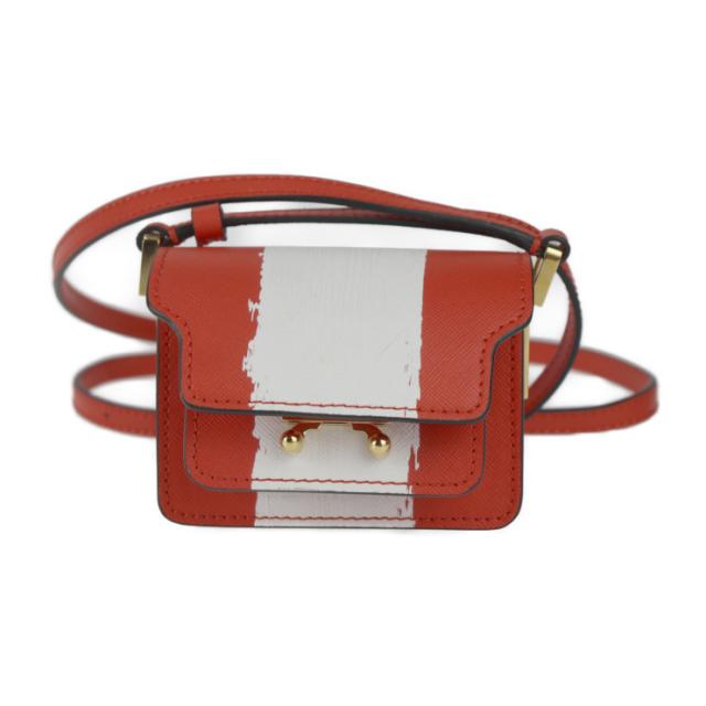 超美品 MARNI マルニ TRUNK NANO トランク ナノ SBMP0079L1 PR409 ショルダーバッグ レザー レッド系 クロスボディ ミニバッグ ポシェット【本物保証】の通販は 49,600円