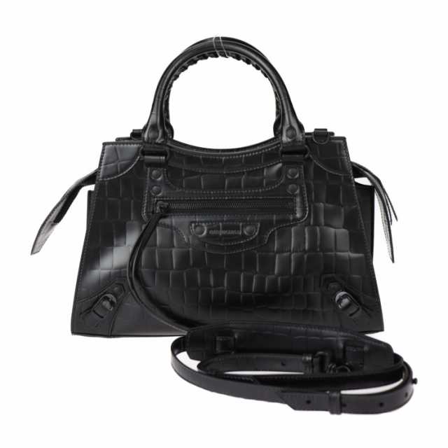 超美品 BALENCIAGA バレンシアガ ネオ クラシック シティ スモール 638521 ハンドバッグ クロコ型押しレザー ブラック 2WAY ショルダーバッグ トートバッグ【本物保証】の通販は
