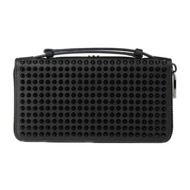 新古未使用展示品 Christian Louboutin クリスチャンルブタン PANETTONE WALLET XL パネトーネ ウォレットXL 3175209 長財布 カーフレザー ブラック トラベルケース ラウンドファスナー クラッチバッグ スパイクスタッズ【本物保証】の通販は 53,760円