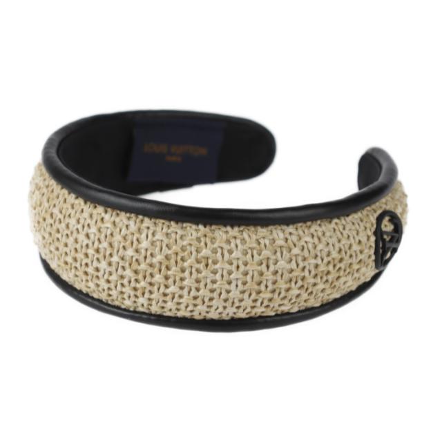 超美品 LOUIS VUITTON ルイ ヴィトン カチューシャ ヘッドバンド・ラフィア ヘアアクセサリー M77534 その他ファッション雑貨 ラフィア シルク レザー ベージュ LVサークル【本物保証】の通販は