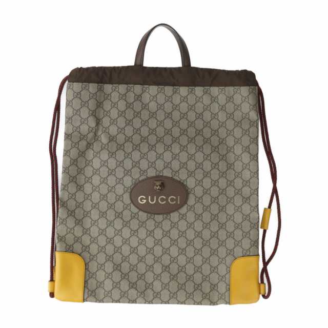 美品 GUCCI グッチ ドローストリングバッグパック GGスプリーム アングリーキャット 473872 リュック・デイパック PVC レザー ベージュ キャットヘッド アングリーキャット タイガー 【本物保証】の通販は