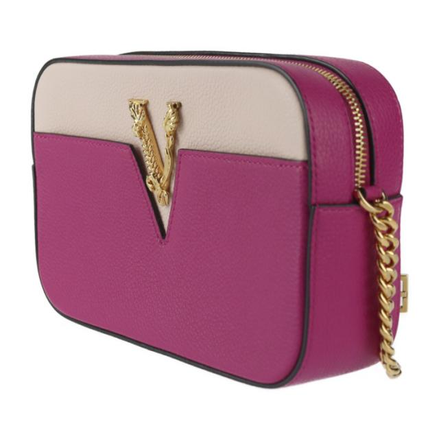 新古未使用展示品 VERSACE ヴェルサーチ VIRTUS ヴィルトゥス 1005969 ショルダーバッグ レザー マゼンタ系 ピンク系 チェーンショルダー ポシェット【本物保証】_1