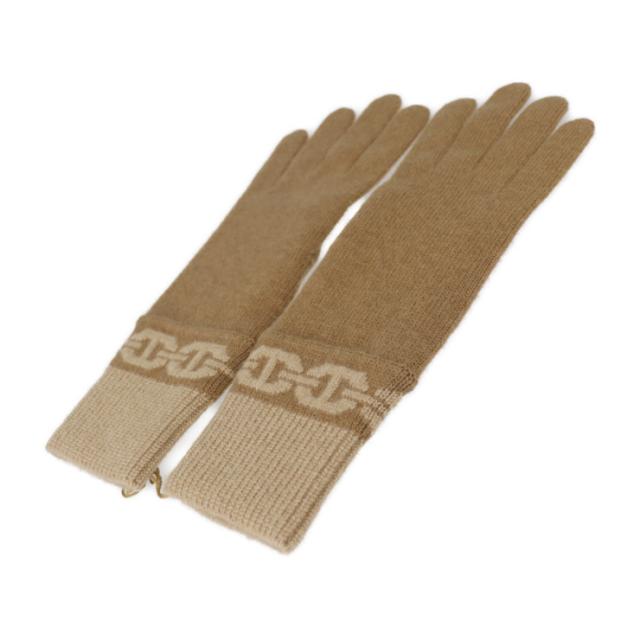 新品未使用展示品 HERMES エルメス 手袋《ヘヴン》 H232006G 手袋 表記サイズ M カシミヤ99% エラスタン1% シャテーニュ シェーヌ・ダンクル モチーフ グローブ【本物保証】