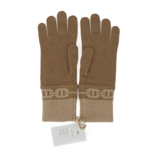 新品未使用展示品 HERMES エルメス 手袋《ヘヴン》 H232006G 手袋 表記サイズ M カシミヤ99% エラスタン1% シャテーニュ シェーヌ・ダンクル モチーフ グローブ【本物保証】