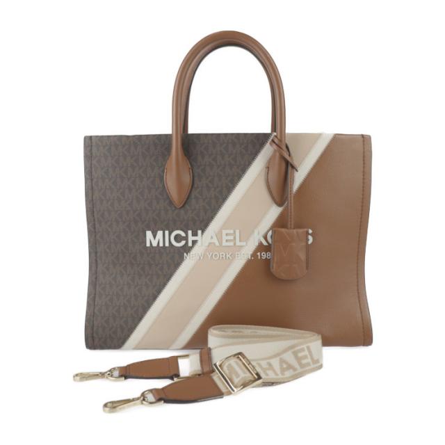 美品 Michael Kors マイケルコース MIRELLA EW ミレラ 35R3G7ZT8L トートバッグ PVC レザー ブラウン系 2WAY ショルダーバッグ【本物保証】