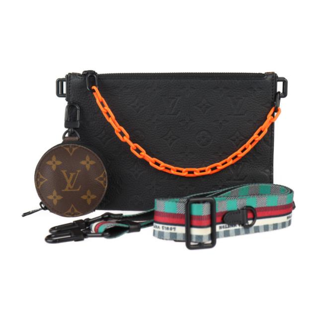 美品 LOUIS VUITTON ルイ ヴィトン トリオ・ポーチ NM M59681 ショルダーバッグ モノグラムキャンバス モノグラムアンプラント ブラウン 2WAY セカンドバッグ パース付き トリヨンレザー ビトン【本物保証】