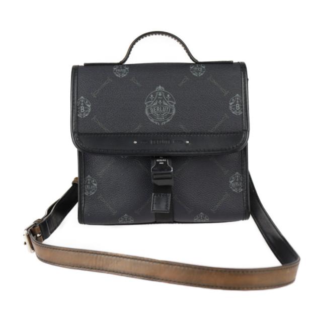 Berluti ベルルッティ リポーター スモール - ショルダーバッグ PVC レザー ブラック×グレー 2WAY ハンドバッグ クロスボディバッグ【本物保証】