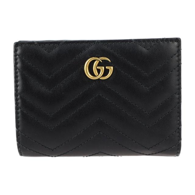 GUCCI グッチ ダブルG ウォレット 773427 二つ折り財布 シェブロン キルティング レザー ブラック L字ファスナー【本物保証】の通販は折りたたみ財布