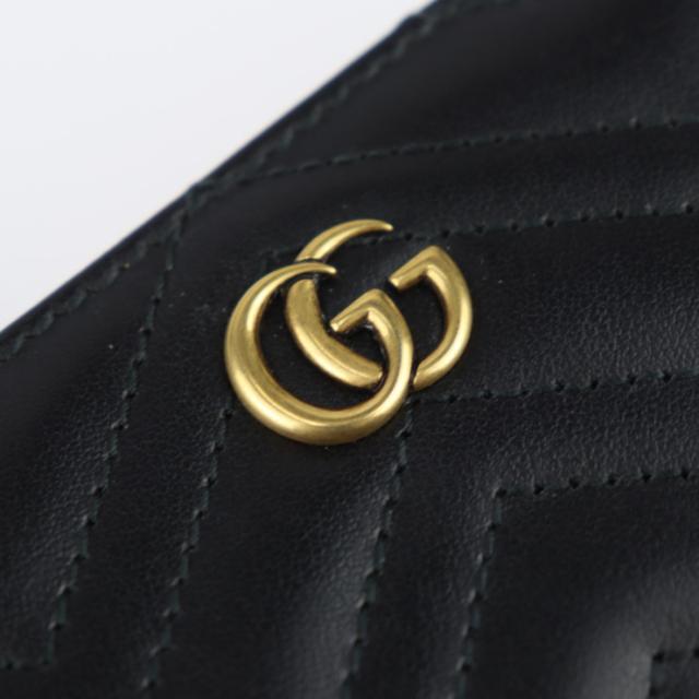 GUCCI グッチ ダブルG ウォレット 773427 二つ折り財布 シェブロン キルティング レザー ブラック L字ファスナー【本物保証】の通販は