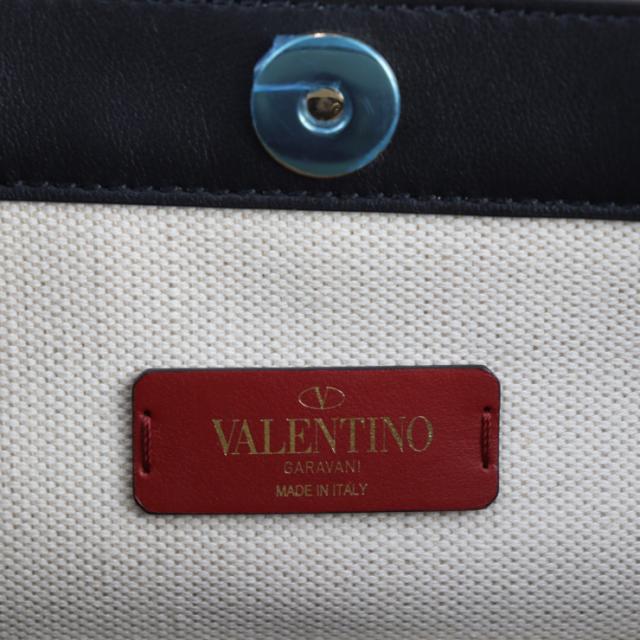 超美品 Valentino Garavani ヴァレンティノ ガラヴァーニ VLTN ロックスタッズ TW2B0D21FWB トートバッグ キャンバス レザー ナチュラル ショッピングバッグ【本物保証】_7