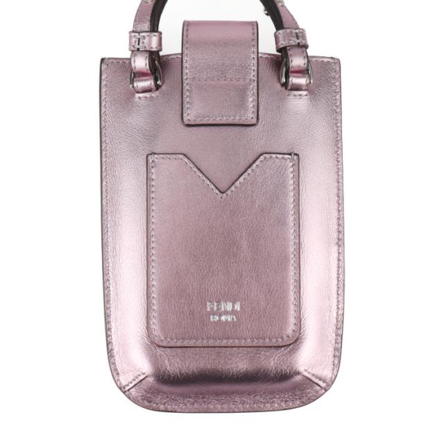 超美品 FENDI フェンディ FFダイヤモンド フォンポーチ 7AS188 ショルダーバッグ レザー ピンクメタリック スマホポーチ スマホケース ストラップ【本物保証】_2