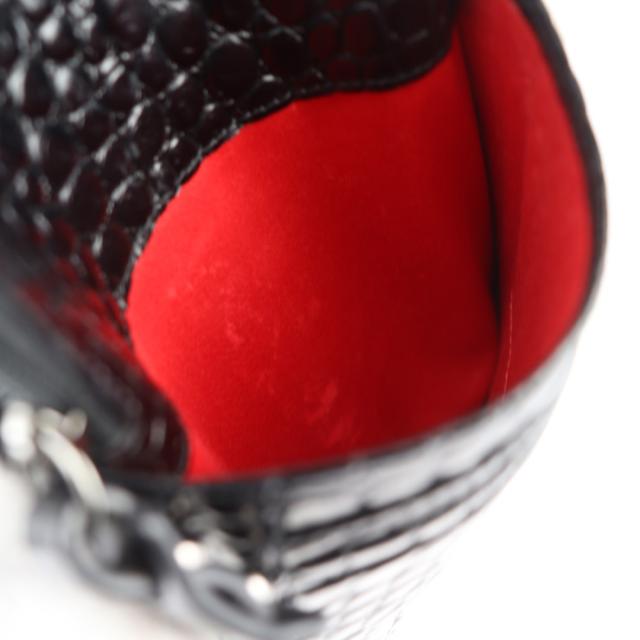 美品 Christian Louboutin クリスチャンルブタン ショルダーポーチ 3205315 ショルダーバッグ クロコ型押しカーフレザー ブラック スマートフォンホルダー フォンポーチ【本物保証】