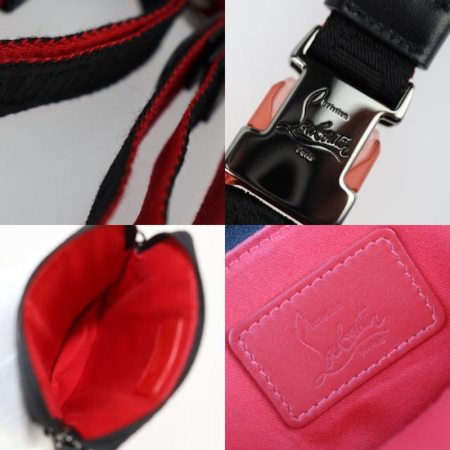 美品 Christian Louboutin クリスチャンルブタン ショルダーポーチ 3205315 ショルダーバッグ クロコ型押しカーフレザー ブラック スマートフォンホルダー フォンポーチ【本物保証】