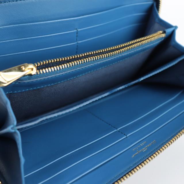 超美品 Salvatore Ferragamo サルヴァトーレ フェラガモ ガンチーニ 長財布  IY-22 D572 レザー ブルー系 ゴールド金具 ラウンドファスナー スタッズ リストレット【本物保証】_6
