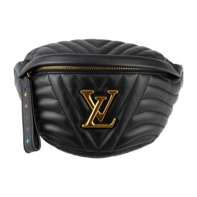 超美品 LOUIS VUITTON ルイ ヴィトン ニューウェーブ バムバッグ ウエストバッグ M53750 スムースカーフレザー ブラック ゴールド金具 ボディバッグ キルティング ビトン【本物保証】
