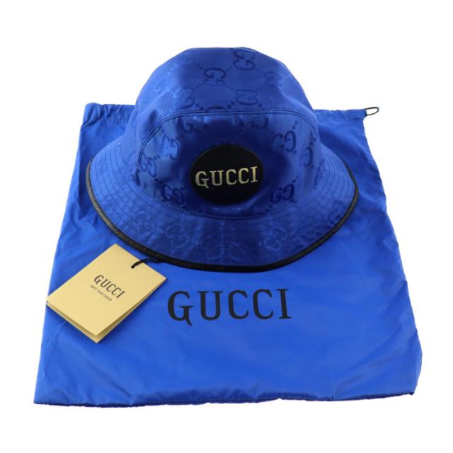 新品未当てはめる見せびらかす品 GUCCI グッチ 井戸釣瓶かぶり笠 オフ ザ グリッド かぶり笠 627115 書きあらわす大きさ M GGナイロン×なめし革 青味 黒いこと かぶり笠【本物言いはなつ】
