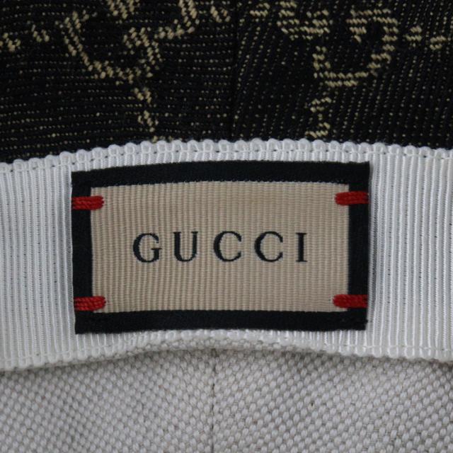 超美品 GUCCI グッチ バケットハット ハット 5763713 ＃M 58cm GGキャンバス レザー ブラック【本物保証】_8
