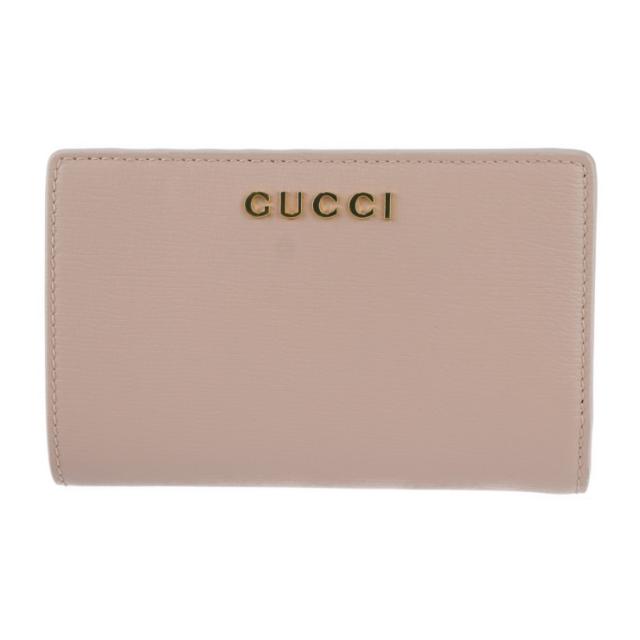 超美品 GUCCI グッチ スクリプト ジップアラウンドウォレット 二つ折り財布 772640 レザー ピンク ゴールド金具 L字ファスナー【本物保証】
